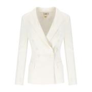 Ivory Crepe Double-Breasted Jacket Elisabetta Franchi , White , Dames