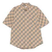 Beige Shirt met B Shield Borduurwerk Burberry , Beige , Heren