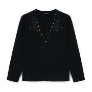 Vest met studs en kant Fiorella Rubino , Black , Dames