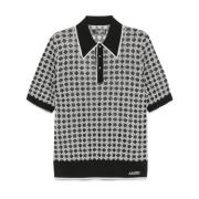 Jacquard Polo Shirt met geknoopte revers Amiri , Black , Heren