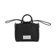 Zwarte Tote Tas met Canvas Inzet Maison Margiela , Black , Dames