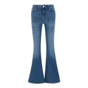 Dames Stretch Denim Flare Jeans Kaos , Blue , Dames