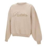 Beige katoenen sweatshirt met logo-borduursel Rotate Birger Christense...