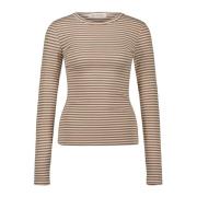 Gestreept T-shirt met lange mouwen Sofie Schnoor , Beige , Dames