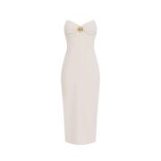 Witte elegante midi-jurk met strik Elisabetta Franchi , Beige , Dames