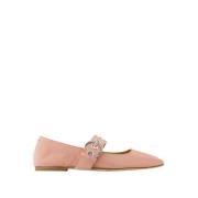 Roze Zijden Eyelet Ballerina's aeyde , Pink , Dames