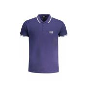 Blauw Katoenen Poloshirt met Borduurwerk Cavalli Class , Blue , Heren