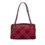 Pre-owned Suede chanel-bags Chanel Vintage , Red , Dames