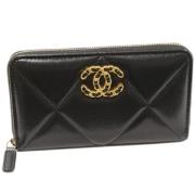 Pre-owned Leather wallets Chanel Vintage , Black , Dames