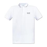 Katoenen polo met bedrukt logo Emporio Armani EA7 , White , Heren