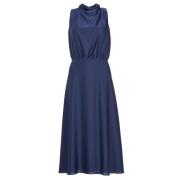 Satijnen Midi Jurk Swing , Blue , Dames