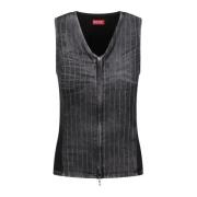 Denim en Corduroy Rits Top Diesel , Black , Dames