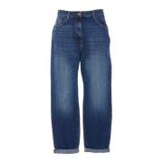 Denim Jeans met Frontale Knoopsluiting Elisabetta Franchi , Blue , Dam...