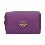 Paarse Saffiano Clutch Tas Love Moschino , Purple , Dames