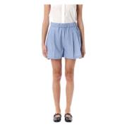 Gestreepte Popeline Shorts Marni , Blue , Dames