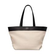 East West Logo Tote Bag Ami Paris , Beige , Heren