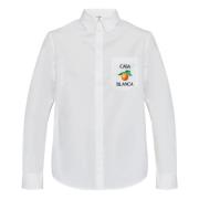 Witte Oxford Shirt met Oranje Logo Casablanca , White , Heren