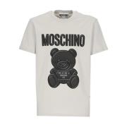 Grijze Teddy Print T-shirt voor Mannen Moschino , Gray , Heren