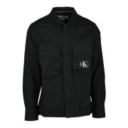 Katoen Elastaan Shirt Calvin Klein Jeans , Black , Heren