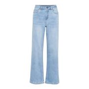 Hoge Taille Jeans Lichtblauw Gewassen Denim Kaffe , Blue , Dames