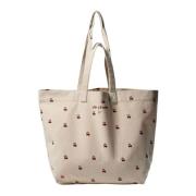 Kersenprint Katoenen Tote Tas Sofie Schnoor , Beige , Dames