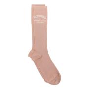 Blush sok met jacquard Milano Italia logo Iceberg , Pink , Dames