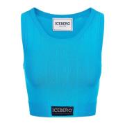 Turquoise actieve top in geribbeld breisel met logo Iceberg , Blue , D...