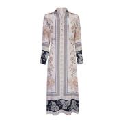 Gedrukte Caftan Jurk met Amerikaanse Opening Eleventy , Multicolor , D...