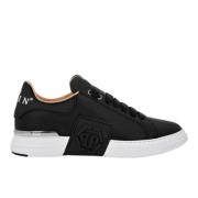 Zwarte Nappa Sneakers met Hexagon Patch Philipp Plein , Black , Heren