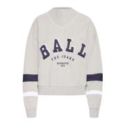 Hoge Kraag Sweatshirt Grijs Melange Ball , Beige , Dames