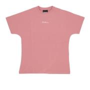 Logo Tee Roze/Wit Oversize Korte Mouw Disclaimer , Pink , Dames