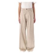 Hazelnoot Wide-Leg Jeans Haikure , Beige , Dames