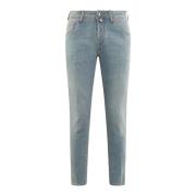 Slim Cropped Carrot Broek Jacob Cohën , Blue , Heren