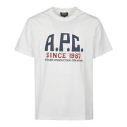 Biologisch Katoen Print T-Shirt A.p.c. , White , Heren