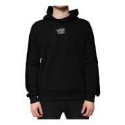 Zwarte Kroon Geborduurde Hoodie Dolce & Gabbana , Black , Heren