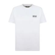 Logo Ster T-Shirt Wit Zwart Katoen Golden Goose , White , Dames