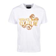 Katoenen T-shirt met Stijlvol Ontwerp Versace Jeans Couture , White , ...