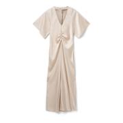 Elegante Champagne Jurk met Gerimpelde Details Sofie Schnoor , Beige ,...