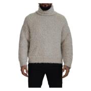 Roomwitte wollen gebreide coltrui pullover Dolce & Gabbana , Beige , H...