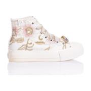 Goud Roze Geborduurde Platform Sneakers Mimanera , White , Dames