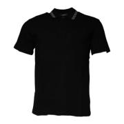 Zwarte Polo T-shirt met kraag en knoopsluiting Versace , Black , Heren