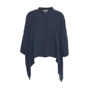 Blauwe Asymmetrische Mandarin Kraag Shirt Himon's , Blue , Dames