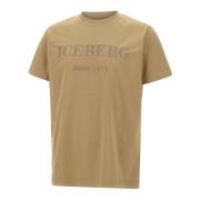 Heren Crew Neck T-shirt Beige Iceberg , Beige , Heren