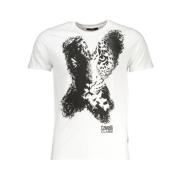 Wit Katoen Logo Print T-Shirt Cavalli Class , White , Heren