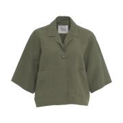 Groene Linnen Blend Blouse 8PM , Green , Dames