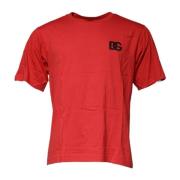 Rode Katoenen Crew Neck T-shirt Dolce & Gabbana , Red , Heren