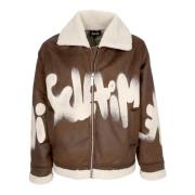 Bruine Shearling Logo Jas Disclaimer , Brown , Heren