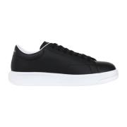 Zwarte Casual Leren Sneakers voor Mannen Armani Exchange , Black , Her...