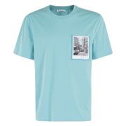 Trendy Pstcard T-shirt voor mannen Helmut Lang , Blue , Heren