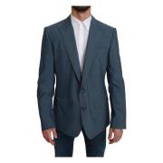 Elegante lichtblauwe slim fit blazer Dolce & Gabbana , Blue , Heren